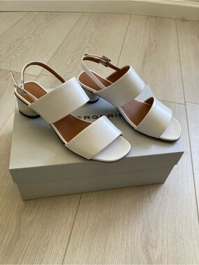 Clergerie Shoes Neutral White Slingback Block Heel Sandals - Women